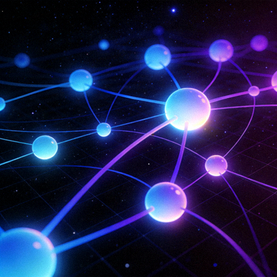 Ilustrasi konsep jaringan dan konektivitas digital dengan node dan garis penghubung