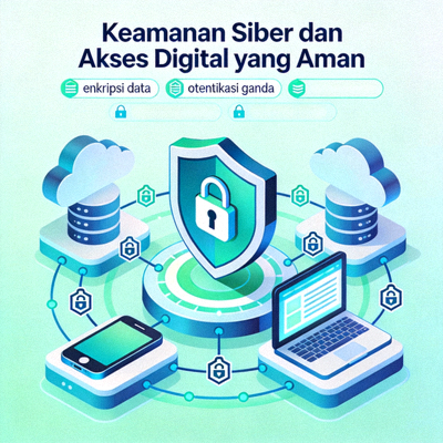 Ilustrasi konsep keamanan siber dan akses digital yang aman