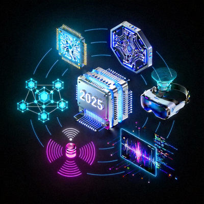 Ikon dan simbol teknologi digital terkini pada tahun 2025